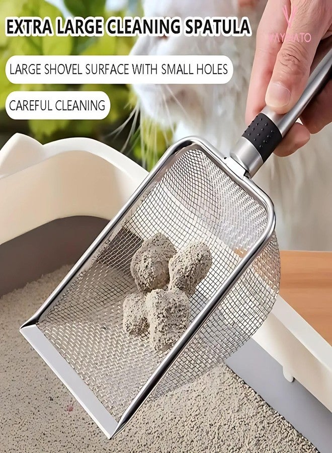 VAYINATO® Stainless Steel Cat Litter Scoop, Durable Pet Waste Shovel for Cats, Dogs, Reptile & Hamster Litter Scoop | Long Handle Deep Shovel | Easy to Clean Litter - Image 3